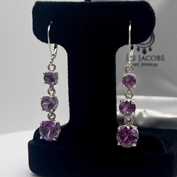 Gorgeous 5ctw Alexandrite Earrings in Sterling Silver - Picture 3 of 3
